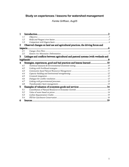 Study on Experiences / Lessons for Watershed Management