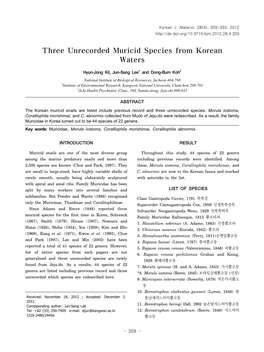 Three Unrecorded Muricid Species from Korean Waters