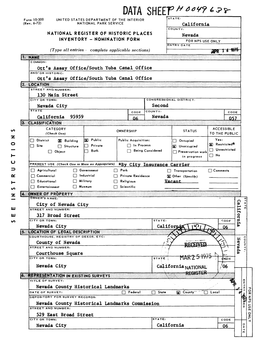DATA SHEET " Form 10-300 UNITED STATES DEPARTMENT of the INTERIOR (Rev