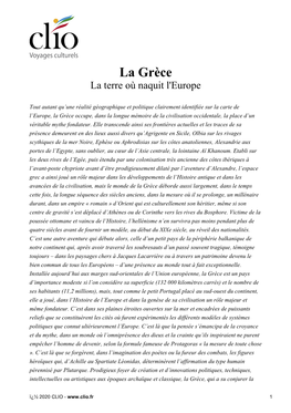 La Grèce La Terre Où Naquit L'europe