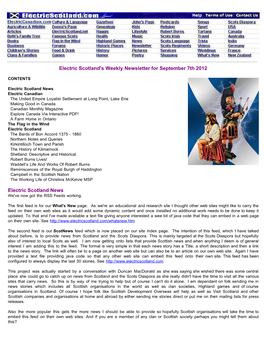 Electric Scotland's Weekly Newsletter for September 7Th 2012