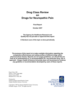 Drug Class Review on Drugs for Neuropathic Pain