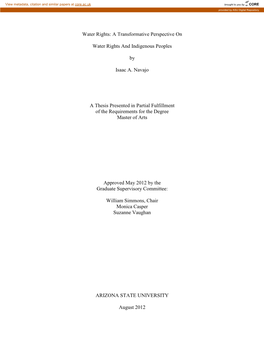 A Transformative Perspective on Water Rights and Indigenous