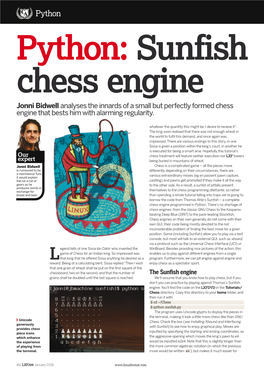 Python: Sunfish Chess Engine Jonni Bidwell Analyses the Innards of a Small but Perfectly Formed Chess Engine That Bests Him with Alarming Regularity