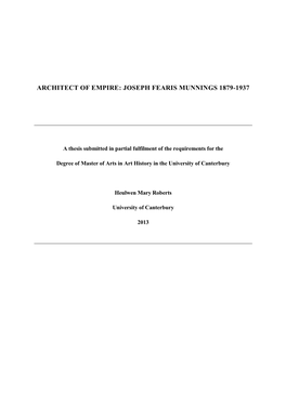 Architect of Empire: Joseph Fearis Munnings 1879-1937