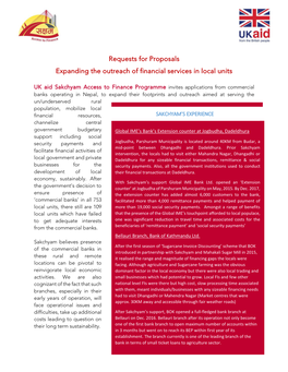 Requests for Proposals Expanding the Outreach of Financial Services In