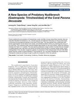 A New Species of Predatory Nudibranch (Gastropoda: Trinchesiidae) of the Coral Pavona Decussata