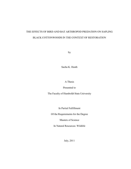 The Effects of Bird and Bat Arthropod Predation on Sapling