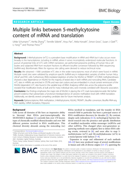 Multiple Links Between 5-Methylcytosine Content of Mrna