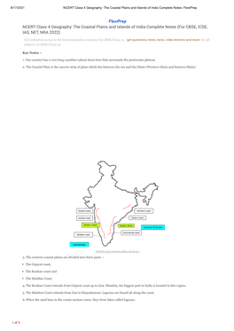 The Coastal Plains and Islands of India Complete Notes- Flexiprep