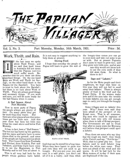 Vol. 3, No. 3. Port Moresby, Monday, 16Th March, 1931