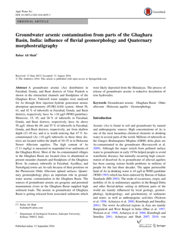 Groundwater Arsenic Contamination from Parts of the Ghaghara Basin, India: Inﬂuence of ﬂuvial Geomorphology and Quaternary Morphostratigraphy