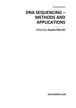 Dna Sequencing – Methods and Applications