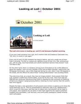 Looking at Lodi | October 2001 Page 1 of 7