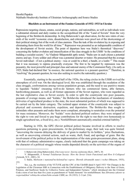 Heorhii Papakin Mykhailo Hrushevsky Institute of Ukrainian Archaeography and Source Studies Blacklists As an Instrument Of