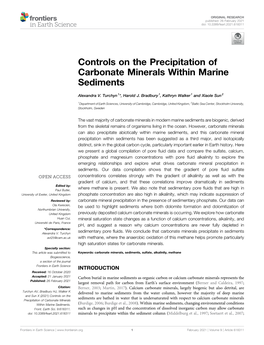 Controls on the Precipitation of Carbonate Minerals Within Marine Sediments