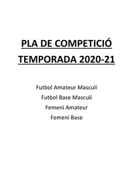 Pla De Competició Temporada 2020-21