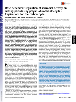 Dose-Dependent Regulation of Microbial Activity on Sinking Particles by Polyunsaturated Aldehydes: Implications for the Carbon Cycle