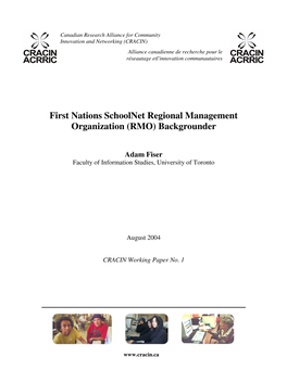 First Nations Schoolnet Regional Management Organization (RMO) Backgrounder