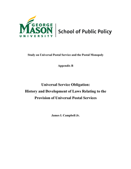 Universal Service Obligation: History and Development of Laws Relating to the Provision of Universal Postal Services
