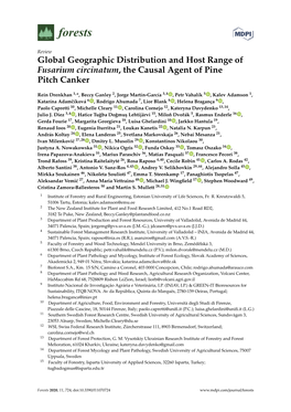 Global Geographic Distribution and Host Range of Fusarium Circinatum, the Causal Agent of Pine Pitch Canker