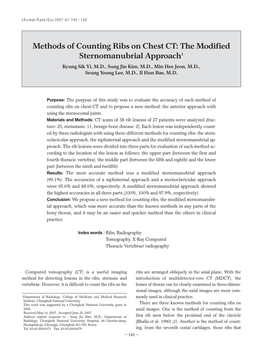 Methods of Counting Ribs on Chest CT: the Modified Sternomanubrial