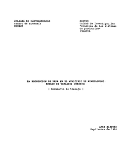 LA PRODUCCION DE PAPA EN EL MUNICIPIO DE AYAHUALULCO ESTADO DE VERACRUZ (MEXICO) - Documenta De Trabaja
