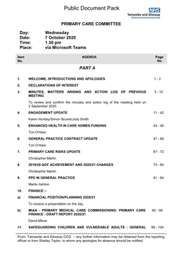 (Public Pack)Agenda Document for Primary Care Committee, 07/10