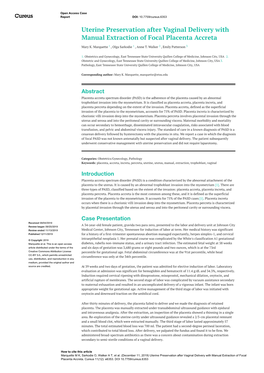 Uterine Preservation After Vaginal Delivery with Manual Extraction of Focal Placenta Accreta