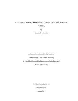 Cumulative Trauma Among Adult Mayas Living in Southeast