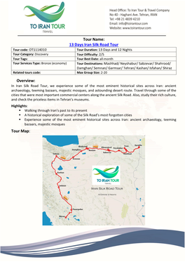 13 Days Iran Silk Road Tour Overview