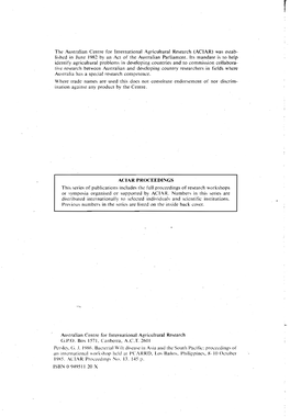 The Australian Centre for International Agricultural Research (Aclar) Was Estab­ Li.,Hed in June 1982 by an Act of the Australian Parliament