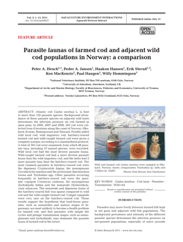 Parasite Faunas of Farmed Cod and Adjacent Wild Cod Populations in Norway: a Comparison