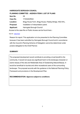 1 Harrogate Borough Council Planning Committee