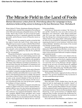 The Miracle Field in the Land of Fools Roman Bessonov Writes from St