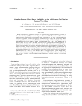 Modeling Bottom Mixed Layer Variability on the Mid-Oregon Shelf During Summer Upwelling