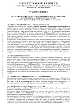 DISTRETTO MONTI LEPINI LT3 Comuni Di Comuni Di Priverno, Bassiano, Maenza, Prossedi, Roccagorga, Roccasecca Dei Volsci, Sezze, Sonnino