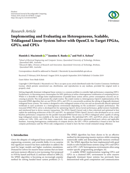 Implementing and Evaluating an Heterogeneous, Scalable, Tridiagonal Linear System Solver with Opencl to Target Fpgas, Gpus, and Cpus