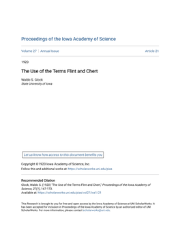 The Use of the Terms Flint and Chert