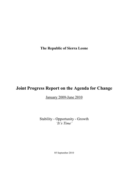Joint Progress Report on the Agenda for Change