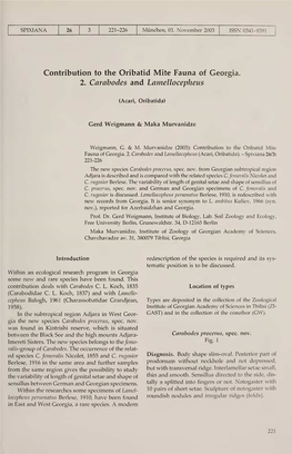 Contribution to the Oribatid Mite Fauna of Georgia. 2. Carabodes and Lamellocepheus