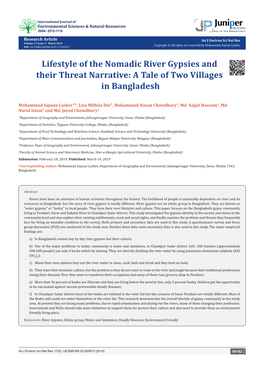 Lifestyle of the Nomadic River Gypsies and Their Threat Narrative: a Tale of Two Villages in Bangladesh