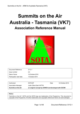 Summits on the Air Association Reference Manual for Australia