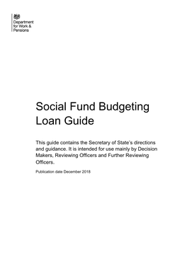 Social Fund Budgeting Loan Guide