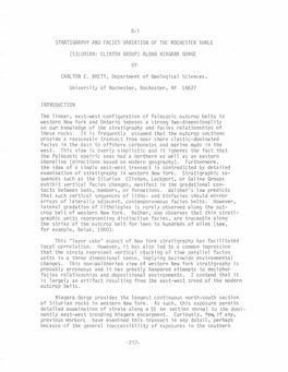 STRATIGRAPHY and FACIES VARIATION of the ROCHESTER SHALE (SILURIAN: CLINTON GROUP) ALONG NIAGARA GORGE by CARLTON E. BRETT, Depa