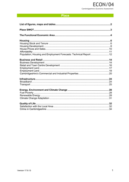 Cambridgeshire Economic Assessment Place Profile