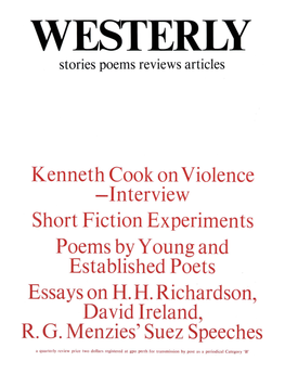 Kenneth Cook on Violence -Interview Short Fiction Experiments Poems by Young and Established Poets Essays on H