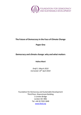 The Future of Democracy in the Face of Climate Change Paper One