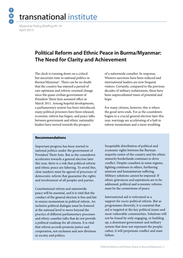 Burma Policy Briefings Series
