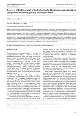 Discovery of the Teleomorph of the Hyphomycete, Sterigmatobotrys Macrocarpa, and Epitypification of the Genus to Holomorphic Status